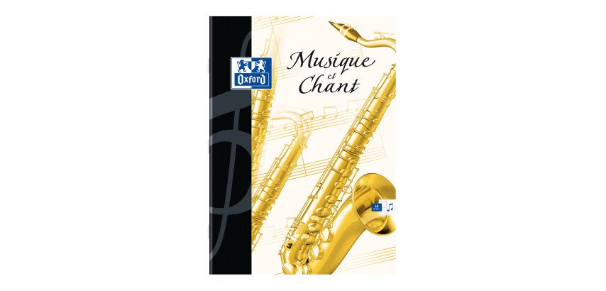 Cahier Oxford musique A4 réglure grands carreaux & réglure musique 48 pages agrafées couverture carte colorée