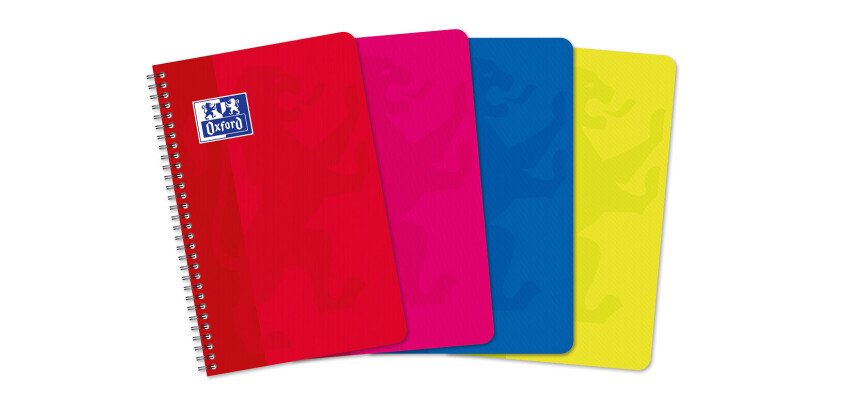 Carnet Oxford Color Life 11x17cm grands carreaux Seyès 100 pages reliure spirale couverture carte coloris assortis