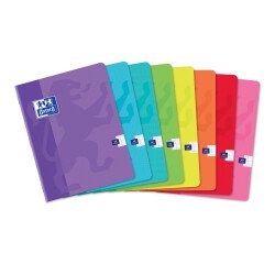 Cahier Oxford Color Life 17x22cm grands carreaux Seyès 60 pages agrafées couverture carte coloris assortis