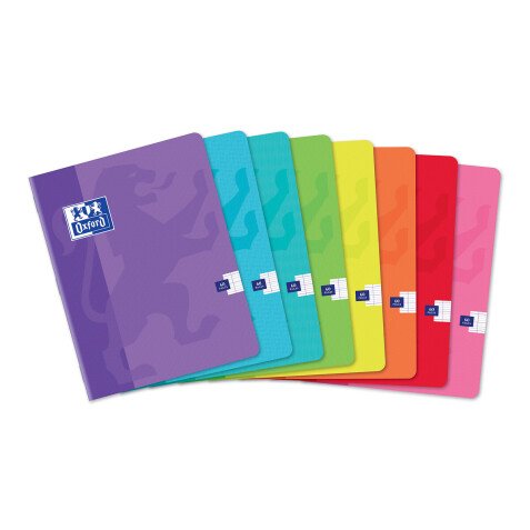 Cahier Oxford color life 17x22cm grands carreaux seyès 60 pages agrafées couverture carte coloris assortis