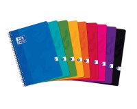 Cahier Oxford color life a4 grands carreaux seyès 180 pages reliure spirale couverture carte coloris assortis