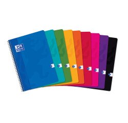 Cahier Oxford Color Life A4 grands carreaux Seyès 180 pages reliure spirale couverture carte coloris assortis