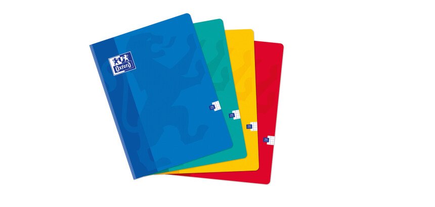 Cahier Oxford Color Life 24x32cm petits carreaux 5mm 192 pages brochées couverture carte coloris assortis