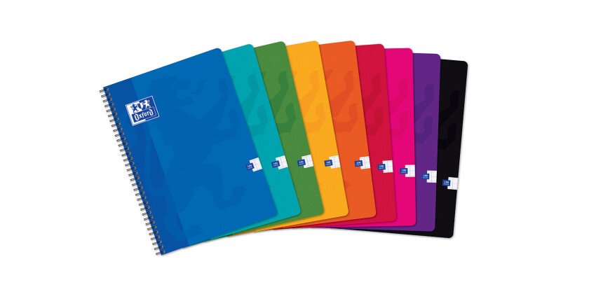 Cahier Oxford Color Life A4 grands carreaux Seyès 100 pages reliure spirale couverture carte coloris assortis