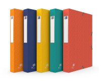 Boîte Oxford capacité standard boston 24x32 dos 40mm avec élastique couverture carte coloris assortis