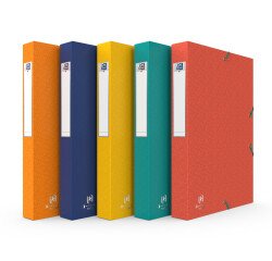 Boîte Oxford capacité standard boston 24x32 dos 40mm avec élastique couverture carte coloris assortis