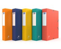 Boîte Oxford grande capacité boston 24x32cm dos 60mm avec élastique couverture carte coloris assortis