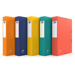 Boîte Oxford grande capacité boston 24x32cm dos 60mm avec élastique couverture carte coloris assortis