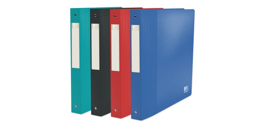 Classeur Oxford school life recyclé a4+ dos 40 4anneaux rond polypro opaque assorti