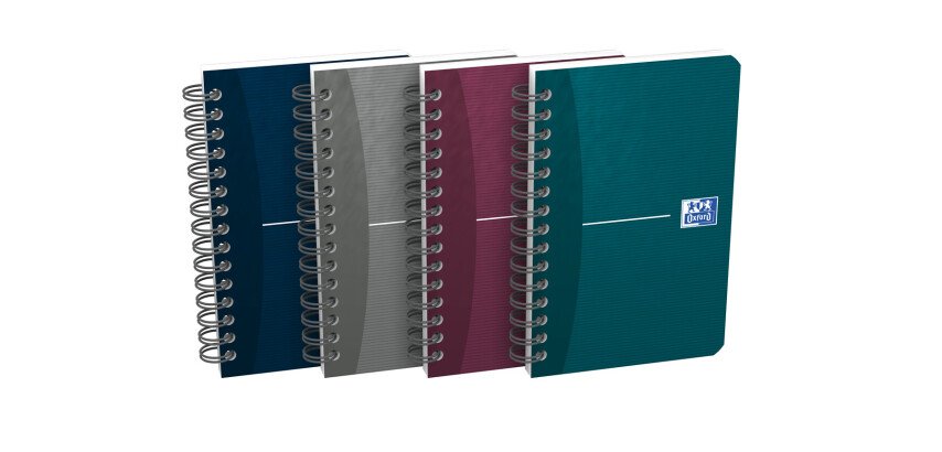 Carnet Oxford office Essentials 9x14cm petits carreaux 5mm 180 pages reliure spirale couverture carte coloris assortis