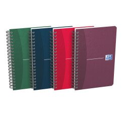 Carnet Oxford office essentials 11x17cm petits carreaux 5mm 180 pages reliure spirale couverture carte coloris assortis