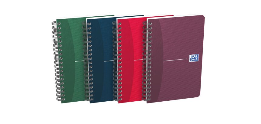 Carnet Oxford office essentials 11x17cm petits carreaux 5mm 180 pages reliure spirale couverture carte coloris assortis