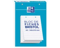 Fiche bristol collées 210 x 148 blanches 5 x 5 mm Oxford - Bloc de 30