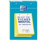 Bloc de fiches bristol Oxford 2.0 a5 petits carreaux 5mm 30 fiches collées bords jaunes