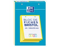 Bloc de fiches bristol Oxford 2.0 a5 petits carreaux 5mm 30 fiches collées bords jaunes