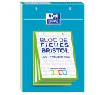 Bloc de fiches bristol, A5, quadrillé, blanc / bleu