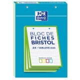 Bloc de fiches bristol, A5, quadrillé, blanc / bleu