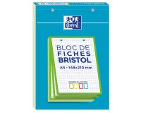 Bloc de fiches bristol Oxford 2.0 A5 petits carreaux 5mm 30 fiches collées