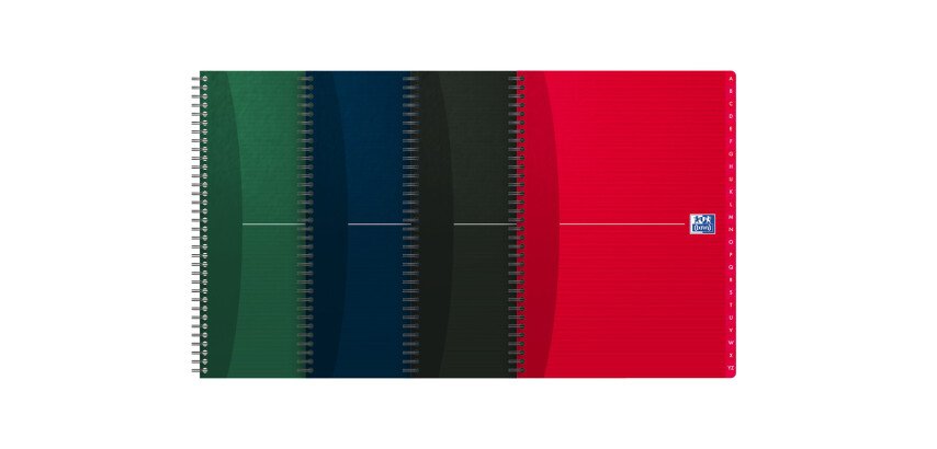 Répertoire Oxford office Essentials A4 ligné 7mm 180 pages reliure spirale couverture carte coloris assortis