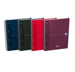 Cahier Oxford Europeanbook office Essentials A4+ grands carreaux Seyès 240 pages reliure spirale couverture carte coloris assortis
