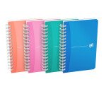Carnet Oxford office My Colours 9x14cm petits carreaux 180 pages reliure spirale couverture polypro coloris assortis