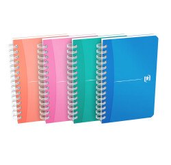 Carnet Oxford office my colours 9x14cm petits carreaux 180 pages reliure spirale couverture polypro coloris assortis