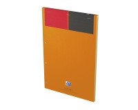 Bloc-notes Oxford international a4+ ligné jaune 6mm 160 pages agrafées couverture carte orange