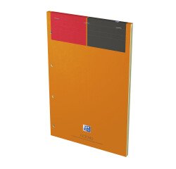 Bloc-notes Oxford International A4+ ligné jaune 6mm 160 pages agrafées couverture carte orange