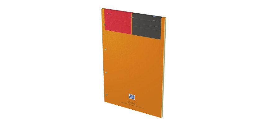 Bloc-notes Oxford International A4+ ligné jaune 6mm 160 pages agrafées couverture carte orange
