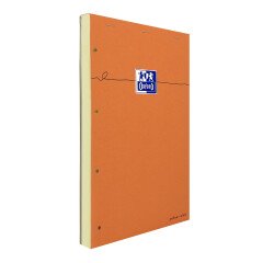 Notitieboek Oxford geperforeerd oranje A4+ gelijnd 8 mm geel en kantlijn 80 geniete vellen oranje gecoate kaartomslag