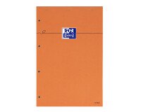 Bloc de bureau Oxford 21 x 31,5 cm agrafé orange perforé - ligné 8 mm - 80 feuilles