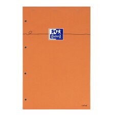 Bloc de bureau Oxford 21 x 31,5 cm agrafé orange perforé - ligné 8 mm - 80 feuilles