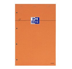 Bloc de bureau Oxford 21 x 31,5 cm agrafé orange perforé - ligné 8 mm - 80 feuilles
