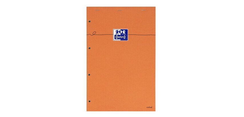 Bloc de bureau Oxford 21 x 31,5 cm agrafé orange perforé - ligné 8 mm - 80 feuilles