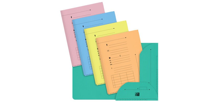 lot de 10 sous dossier Oxford  2rabats A4 kraft pastel assorti
