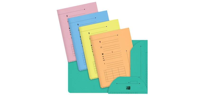 Lot de 10 sous dossier Oxford  2rabats a4 kraft pastel assorti