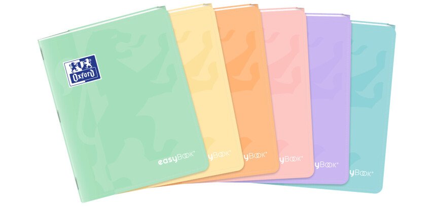 Cahier Easybook pastel Oxford agrafe 170x220 96pages seyes assorti