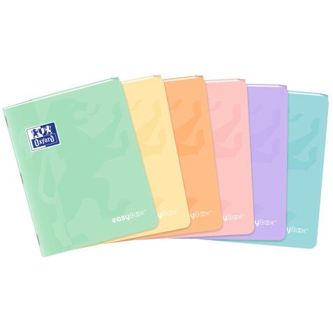 Cahier easybook pastel Oxford agrafe 170x220 96pages seyes assorti