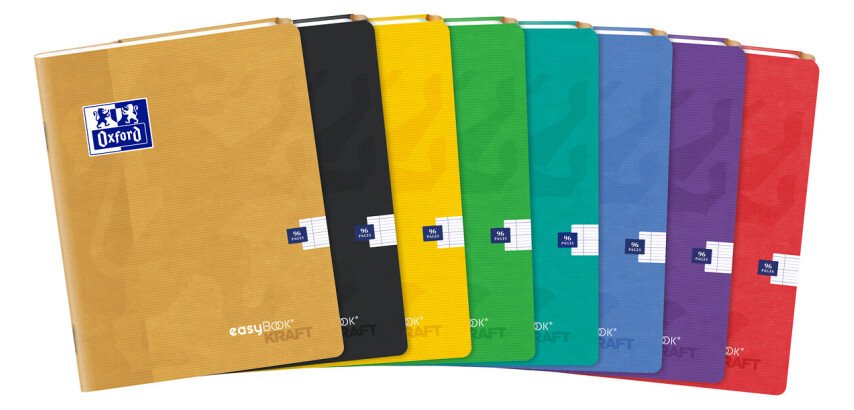 Cahier easybook kraft Oxford agrafe 170 x 220 mm 96 pages seyes assorti