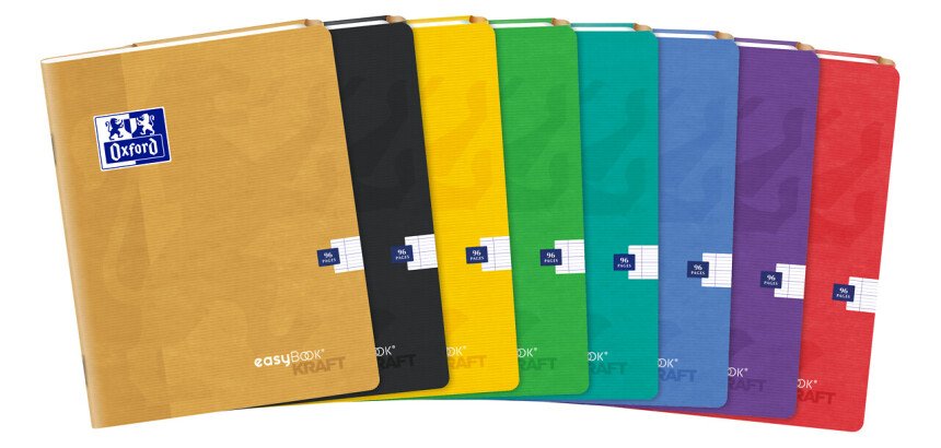 Cahier easybook kraft Oxford agrafe 170x220 96pages seyes assorti