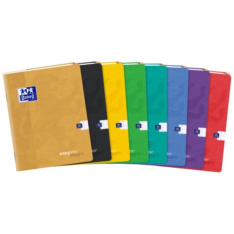 Cahier easybook kraft Oxford agrafe 170 x 220 mm 96 pages seyes assorti