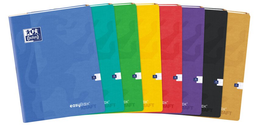 Cahier Easybook kraft Oxford agrafe 240x320 96pages seyes assorti