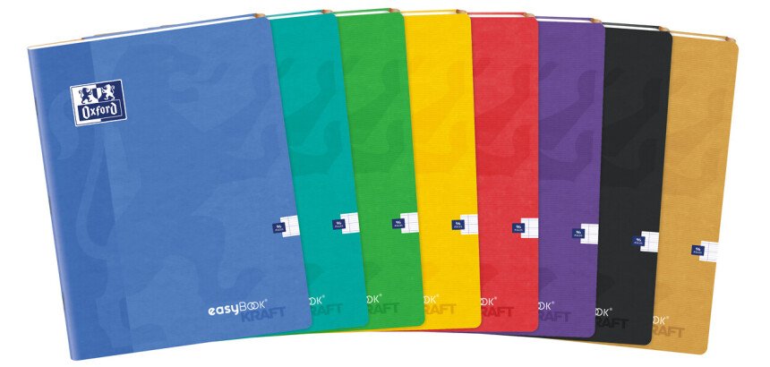 Cahier Easybook kraft Oxford agrafe 240x320 96pages seyes assorti