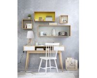 Lampe de bureau led Unilux avec abat jours sur trépied en bambou katy blanc bambou