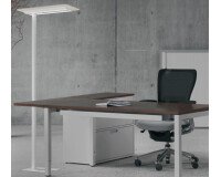 Lampadaire led Unilux double éclairage ergonomique écologique avec panneau acoustique en pet recyclé nexus blanc beige