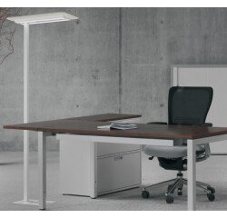 Lampadaire led Unilux double éclairage ergonomique écologique avec panneau acoustique en pet recyclé nexus blanc beige