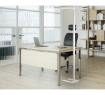 Lampadaire led Unilux double éclairage ergonomique écologique avec panneau acoustique en pet recyclé nexus blanc beige