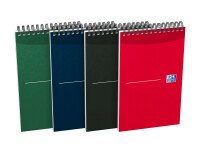 Bloc-notes Oxford office Essentials 12,5x20cm ligné 8mm 140 pages reliure spirale couverture carte coloris assortis