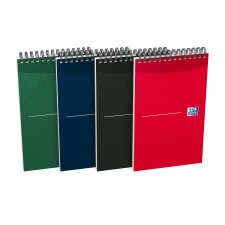 Bloc-notes Oxford office essentials 12,5x20cm ligné 8mm 140 pages reliure spirale couverture carte coloris assortis