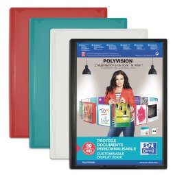 Protège-documents Oxford polyvision a4 80 vues / 40 pochettes couverture polypro coloris assortis